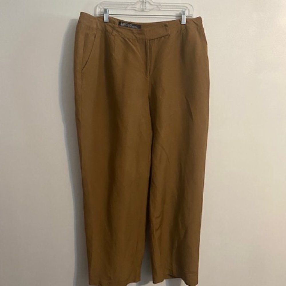 Kasper Brown Linen mixed wide-leg pants, size16W